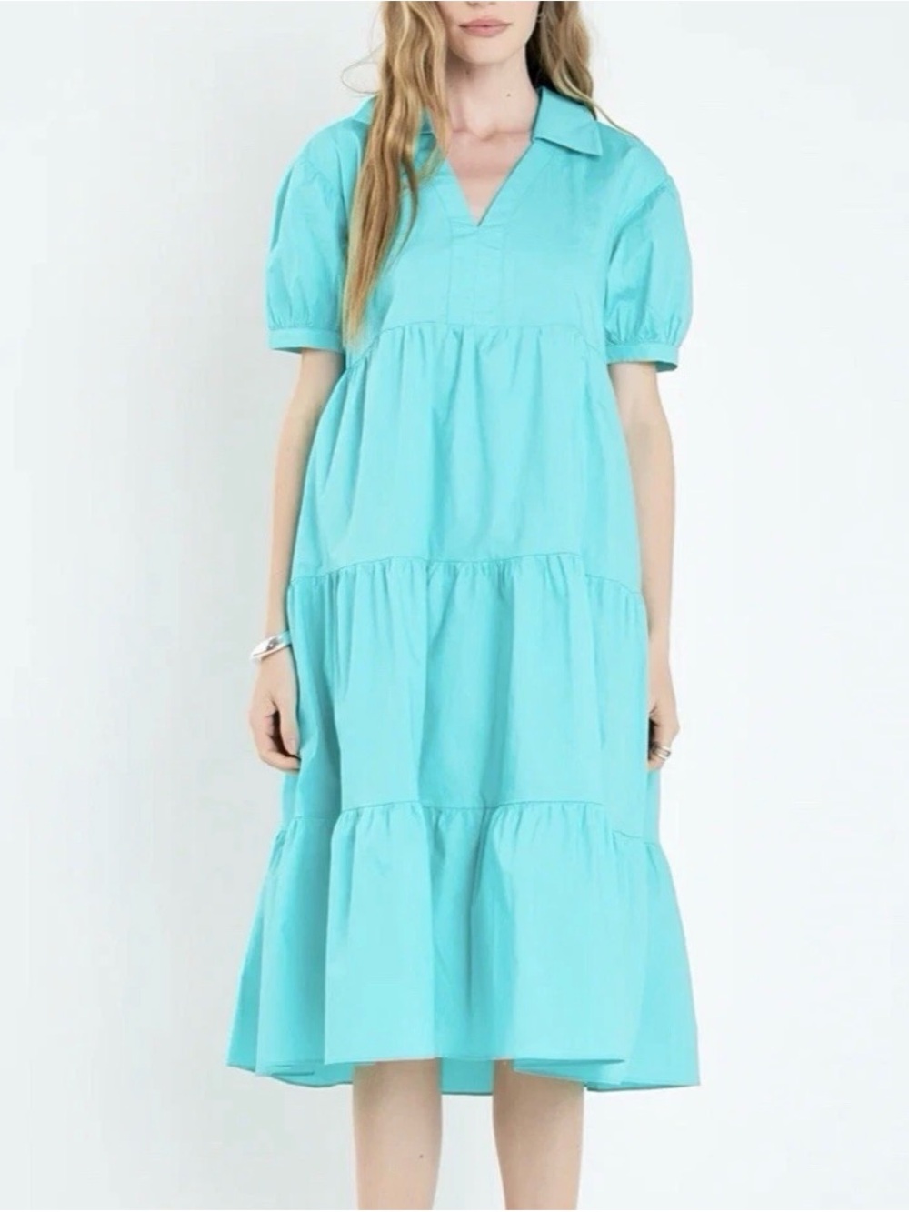 English Factory Emerald Tiered Midi Dress